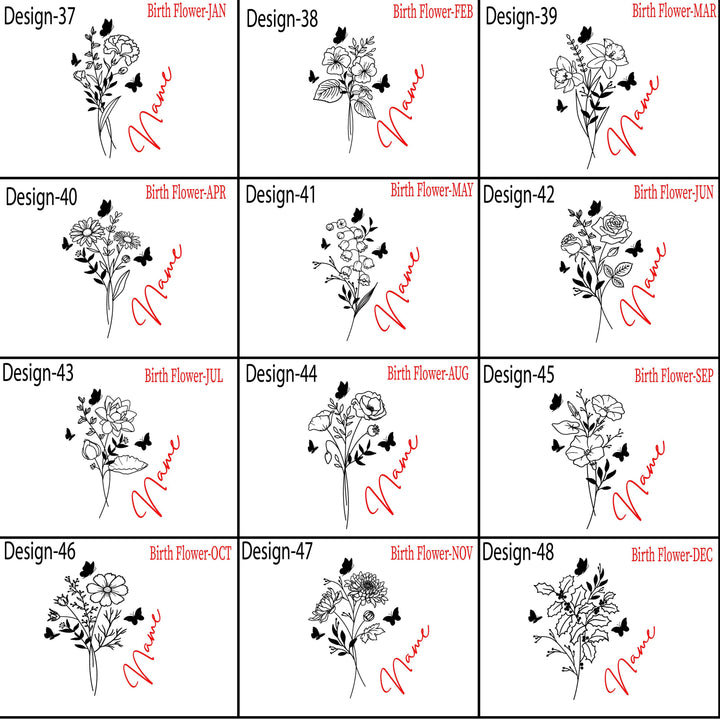 Custom name tumbler Christmas gift for her Birth flower tumbler 40 oz with handle