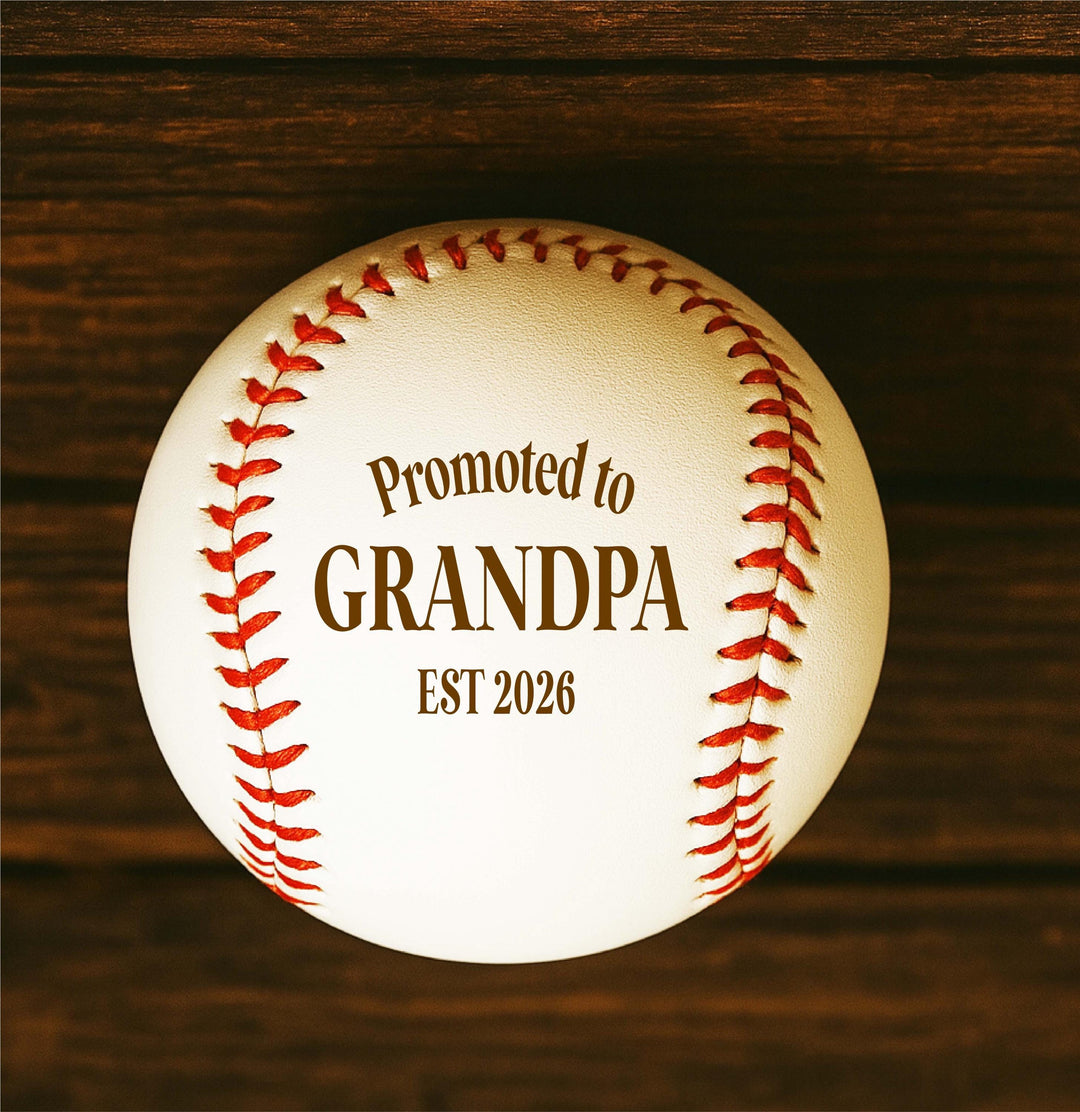 Personalized Promoted to Grandma and Grandpa with Year Baseball keepsake
