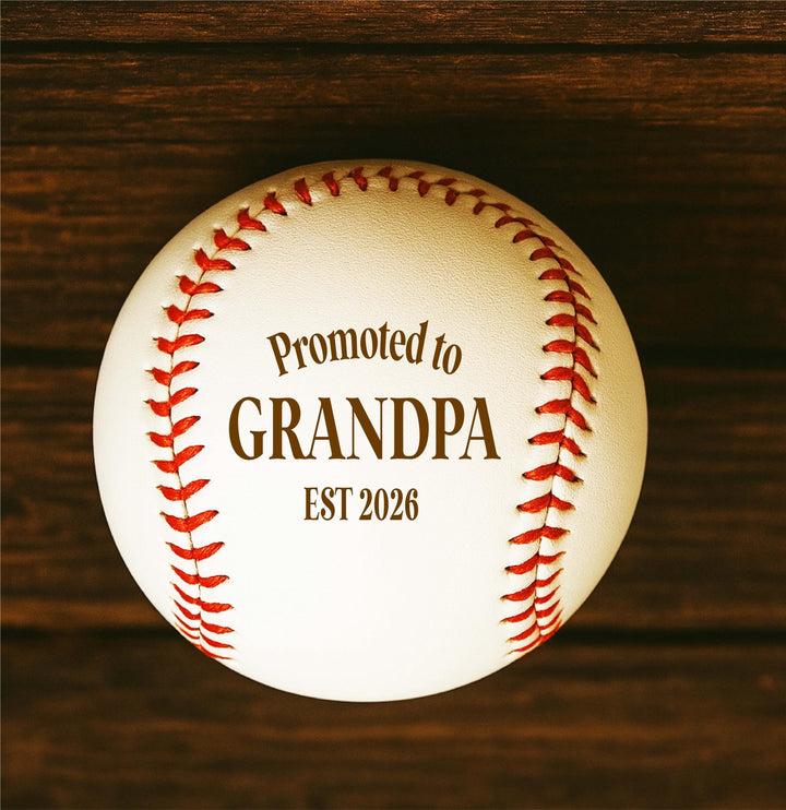 Personalized Promoted to Grandma and Grandpa with Year Baseball keepsake