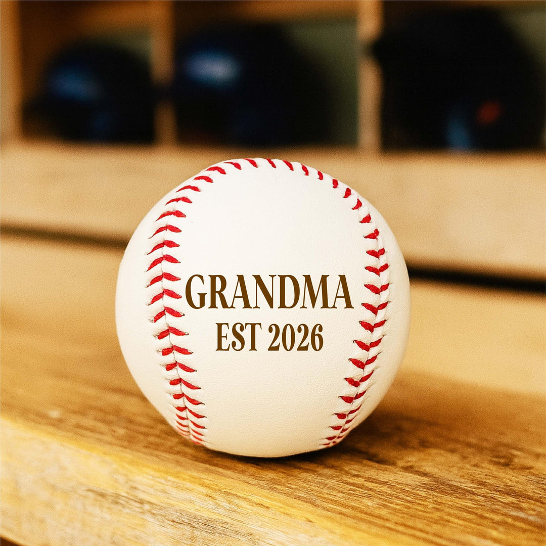Personalized Promoted to Grandma and Grandpa with Year Baseball keepsake