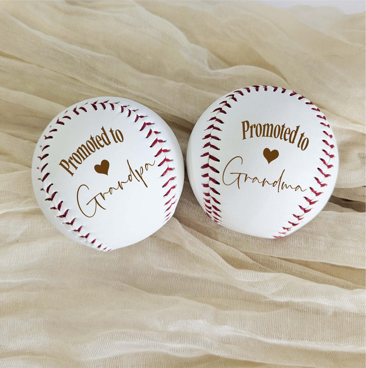 Personalized Promoted to Grandma and Grandpa with Year Baseball keepsake