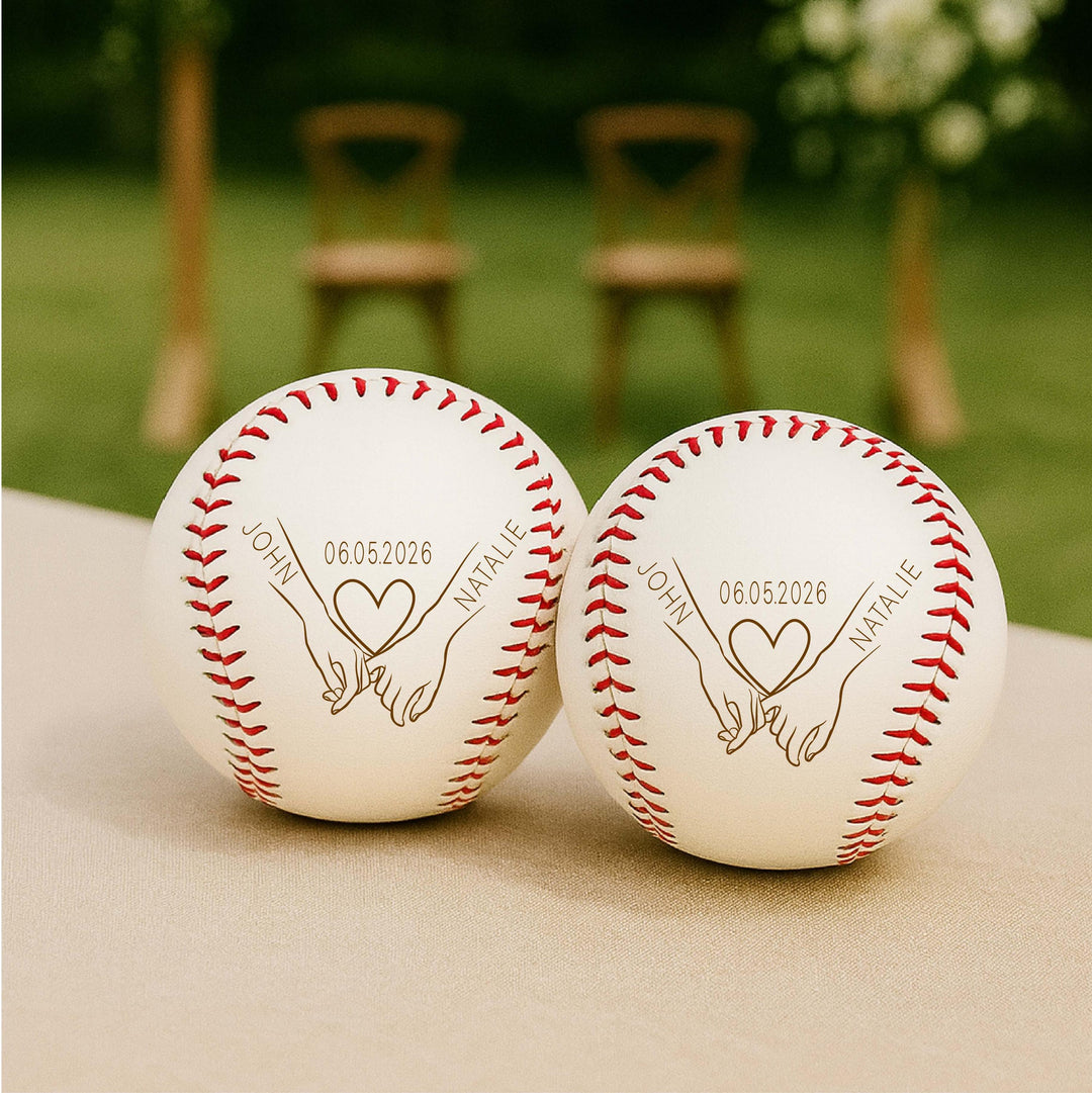 Custom First Christmas baseball Keepsake Wedding favors Newly weds&nbsp;Family Name&nbsp;gift from in laws