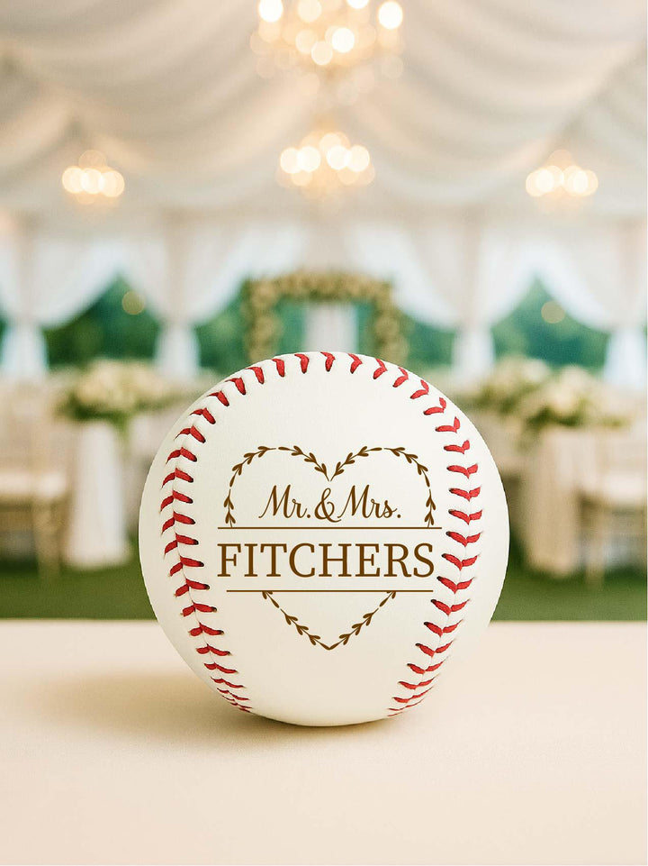 Custom First Christmas baseball Keepsake Wedding favors Newly weds&nbsp;Family Name&nbsp;gift from in laws