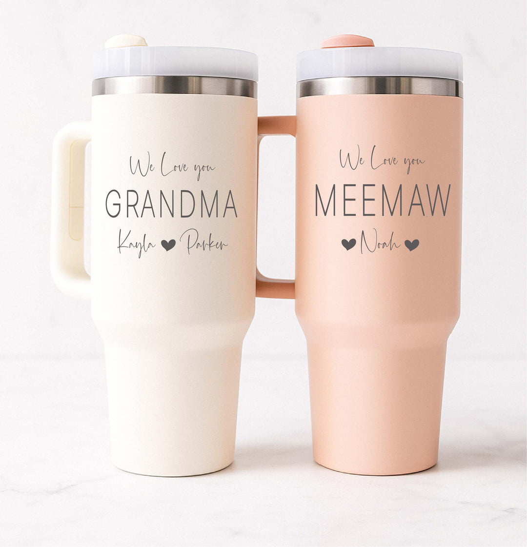 We Love You Grandma Tumbler with Kids’ Names Custom Nana Mimi Mee-maw Mother’s Day or Christmas Gift