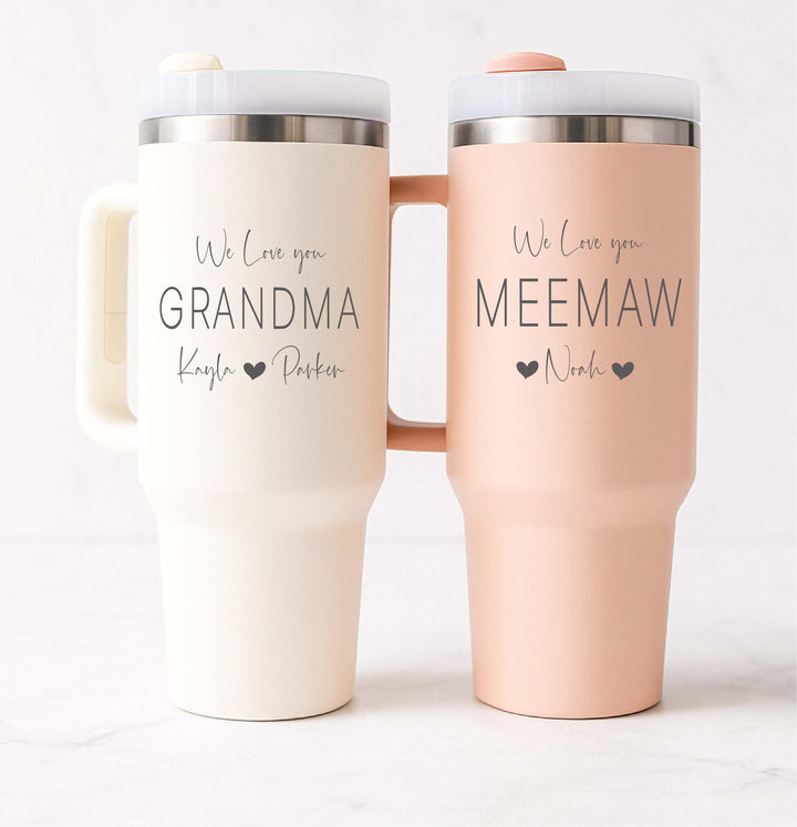 We Love You Grandma Tumbler with Kids’ Names Custom Nana Mimi Mee-maw Mother’s Day or Christmas Gift