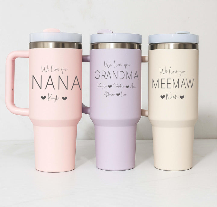 We Love You Grandma Tumbler with Kids’ Names Custom Nana Mimi Mee-maw Mother’s Day or Christmas Gift