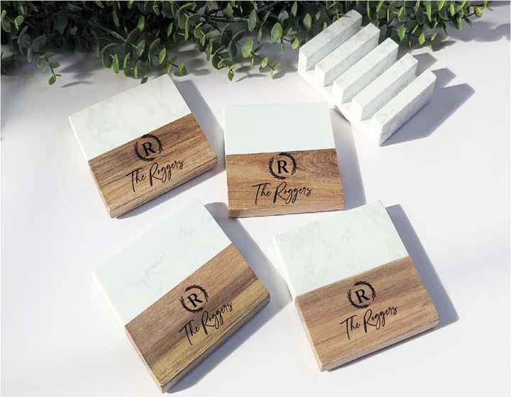 Personalized Family Name Gift&nbsp;Initial Coaster Set | Realtor Closing or Wedding&nbsp;favor