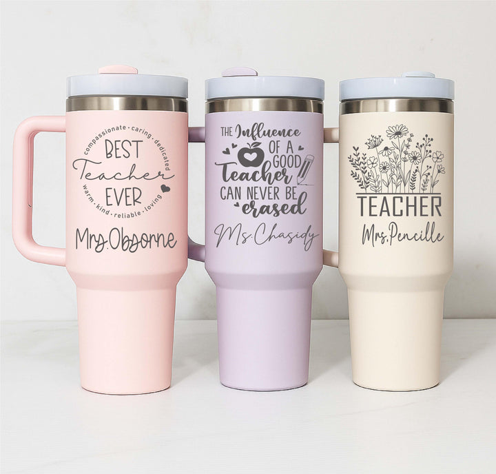 Personalized teacher them love them tumbler with handle Daycare staff Assistant teacher gift