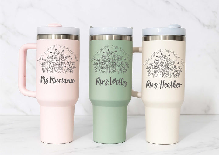 Personalized teacher them love them tumbler with handle Daycare staff Assistant teacher gift