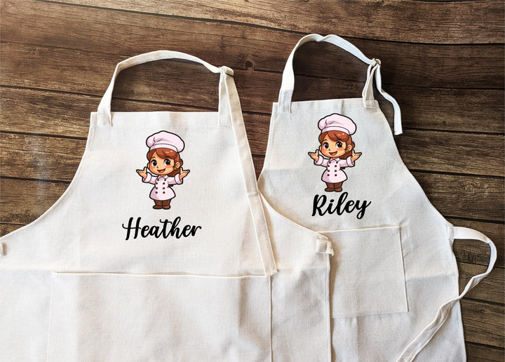 Personalized Kids Apron with Name | Custom Cartoon Chef Apron | Fun Cooking &amp; Baking Gift for Children, Birthday, or Christmas Gift