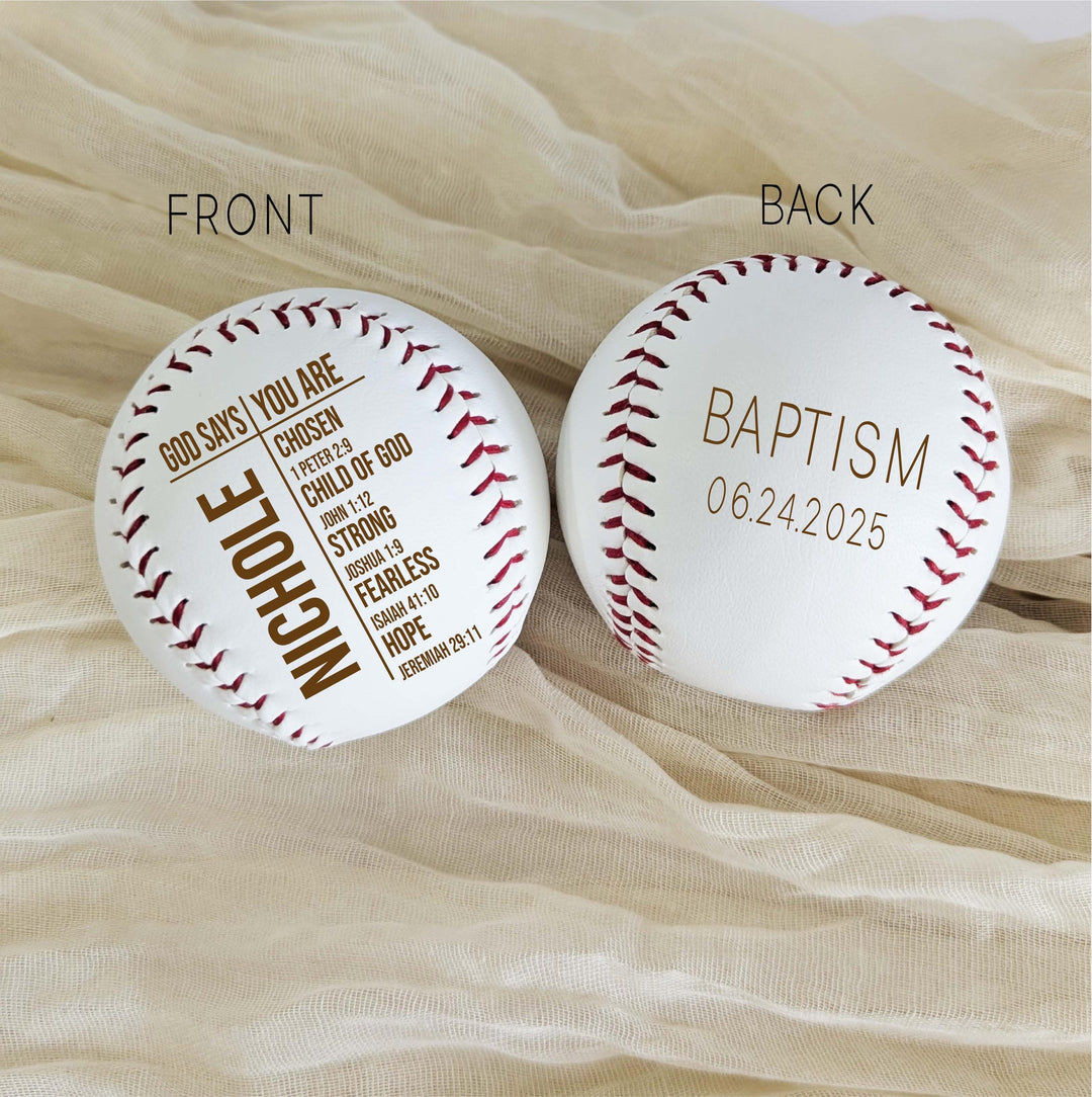 Personalized Engraved Leather Baseball, Scripture Christian Gift