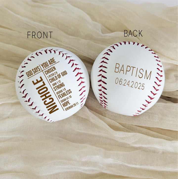 Personalized Engraved Leather Baseball, Scripture Christian Gift