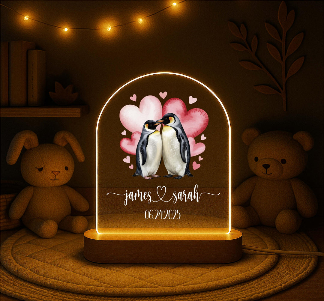 Custom Valentine gift Personalized Penguin Forever First valentine gift for couple Anniversary gift