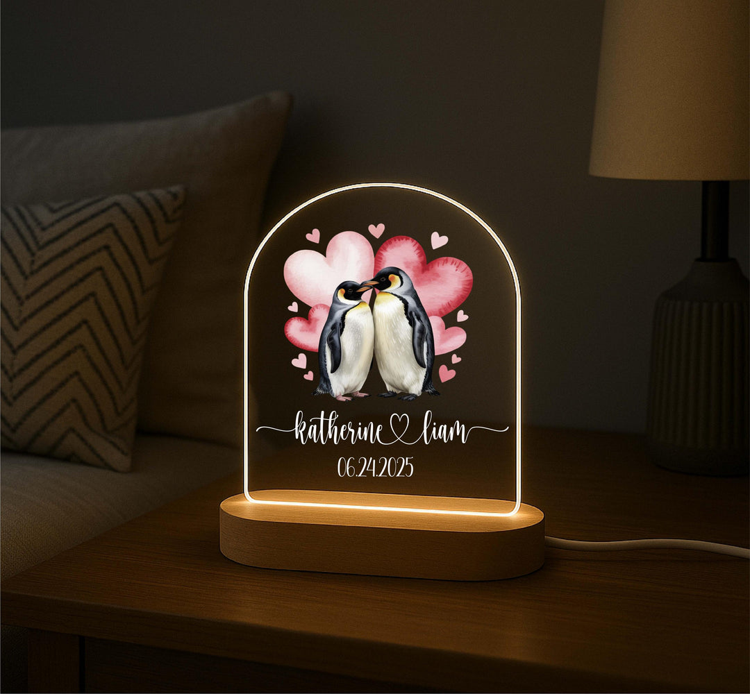 Custom Valentine gift Personalized Penguin Forever First valentine gift for couple Anniversary gift