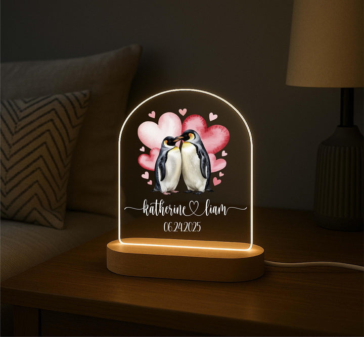 Custom Valentine gift Personalized Penguin Forever First valentine gift for couple Anniversary gift