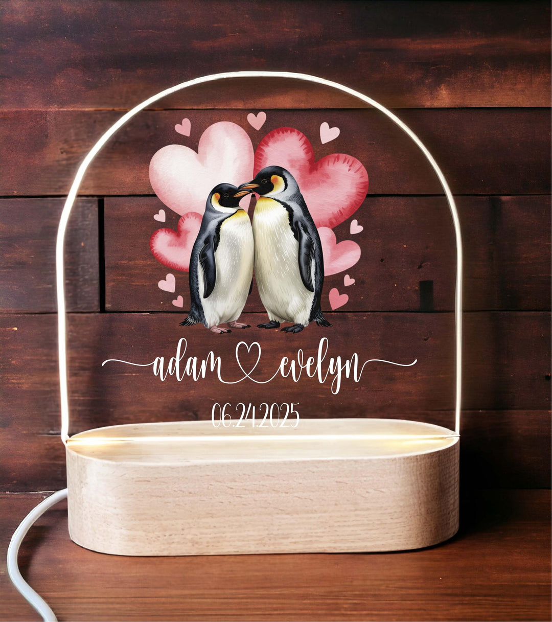 Custom Valentine gift Personalized Penguin Forever First valentine gift for couple Anniversary gift