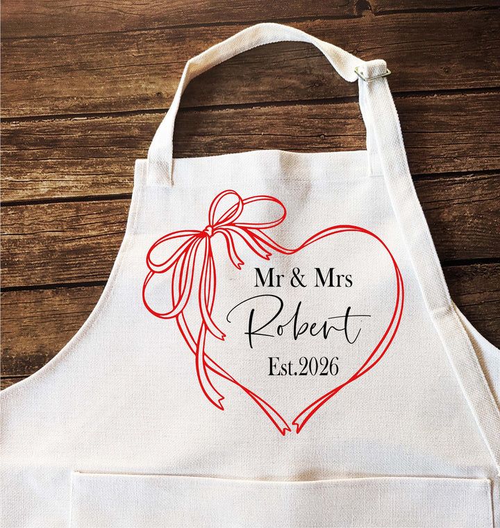 Personalized Valentine couple matching gift apron wedding gift for newly weds Bridal shower gift