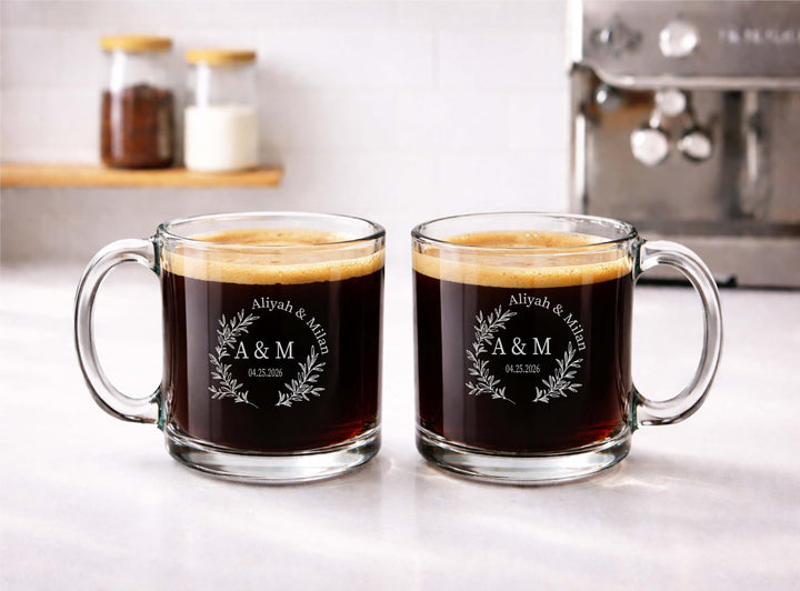 Personalized engraved initial Glass Mug 13oz&nbsp;Wedding party gift for friend bridal shower gift