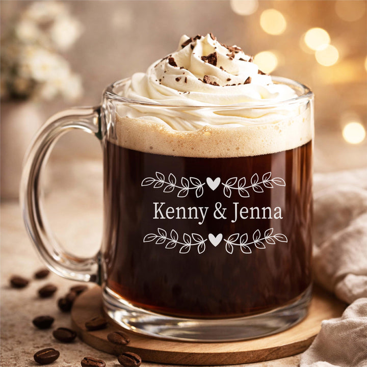 Custom Couple&nbsp;Mug, Wedding Gift, Anniversary Gift, Personalized Glass Mug 13oz&nbsp;Housewarming Gift