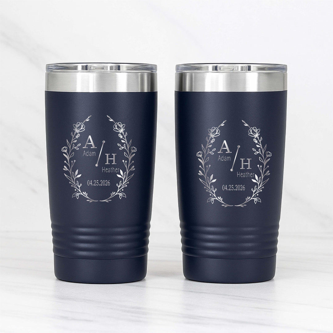 Personalized wedding Gift Couple name initial Engraved cups