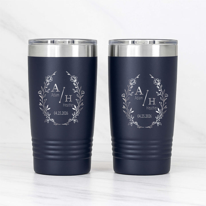 Personalized wedding Gift Couple name initial Engraved cups