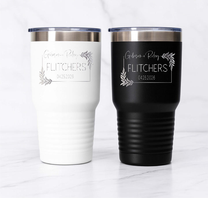 Personalized wedding Gift Couple name initial Engraved cups
