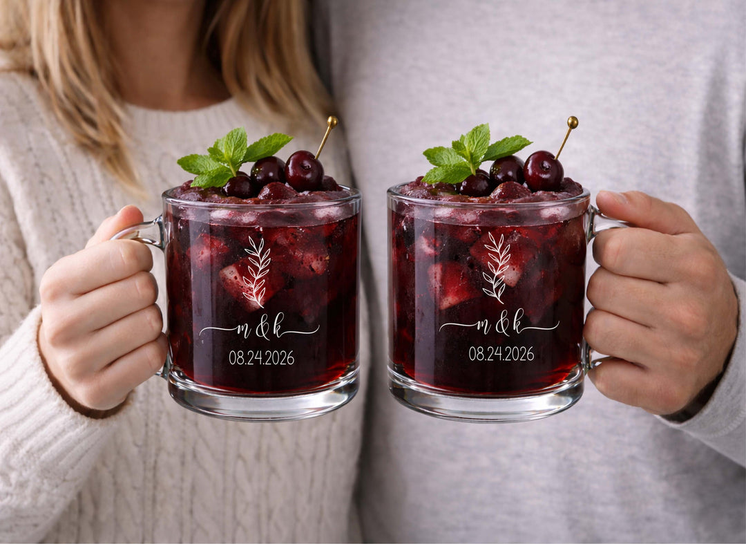 Personalized Mr And Mrs glass Mug, Wedding Couple Gifts, Newlywed Coffee Cup, Wedding Party Present