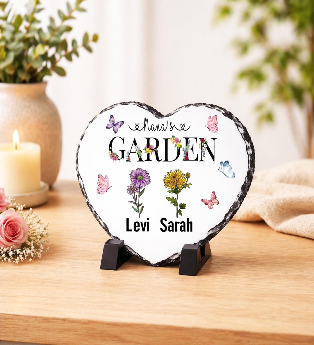 Personalized Mama's Garden Slate Plaque with Birth Flowers and Names
