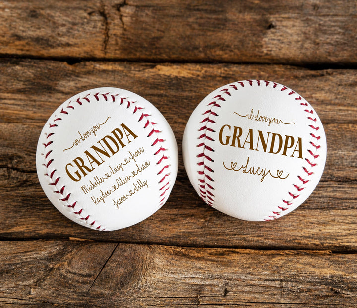 Personalized&nbsp;Engraved Baseball: Custom Dad, Grandpa with Kids name