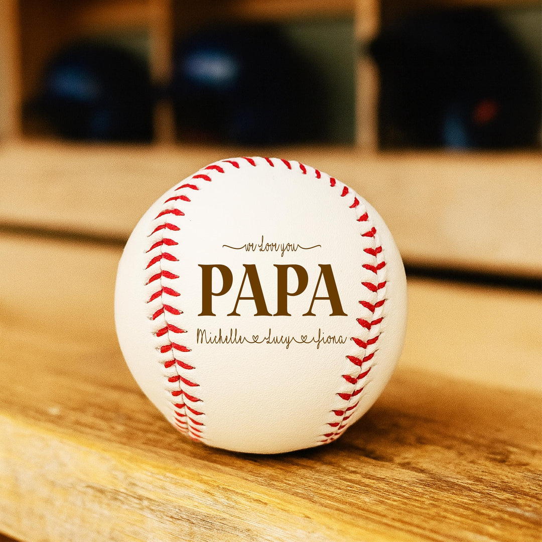 Personalized&nbsp;Engraved Baseball: Custom Dad, Grandpa with Kids name