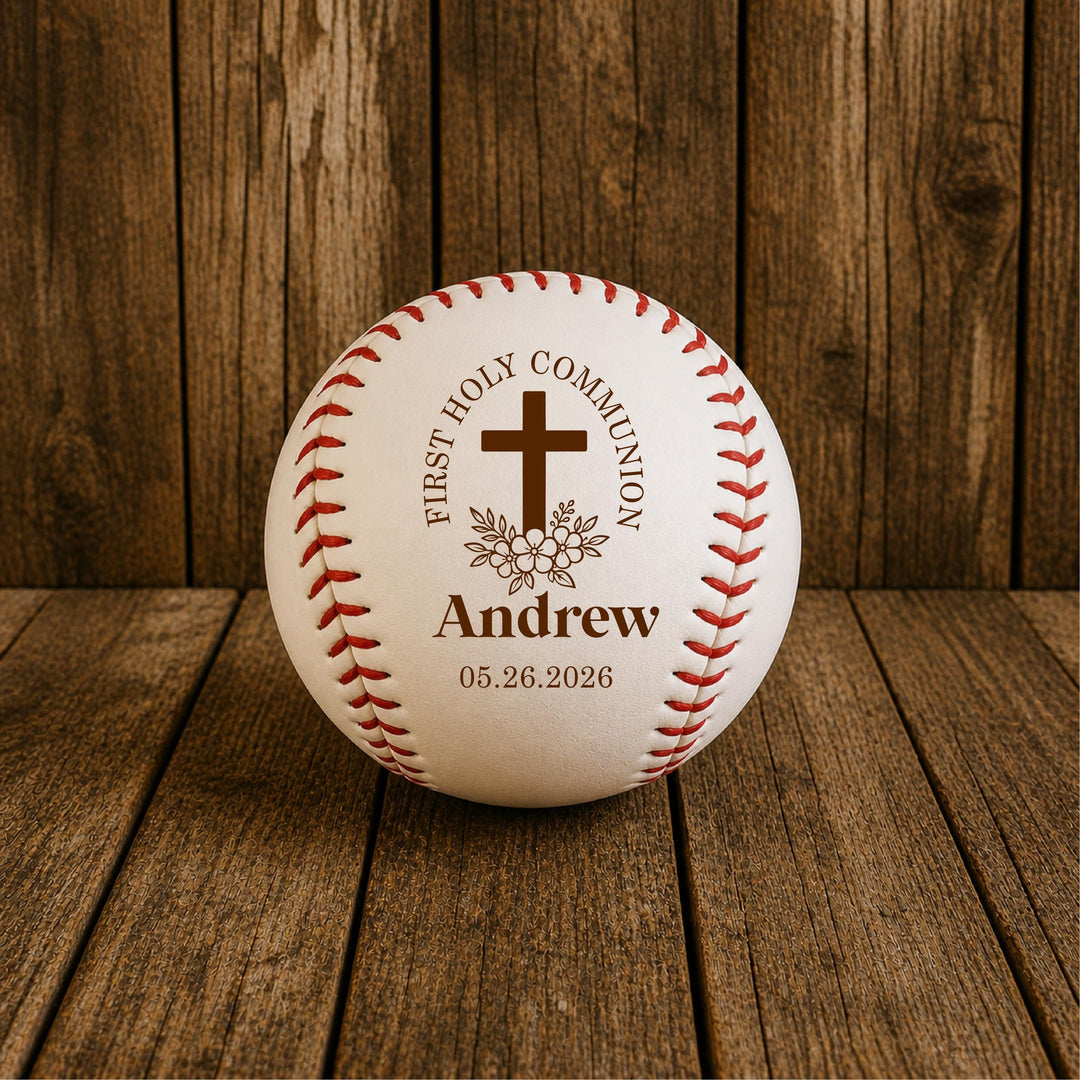 First Holy Communion Gift for Boy, Personalized Baseball, Custom Religious Keepsake, Catholic Gift Idea