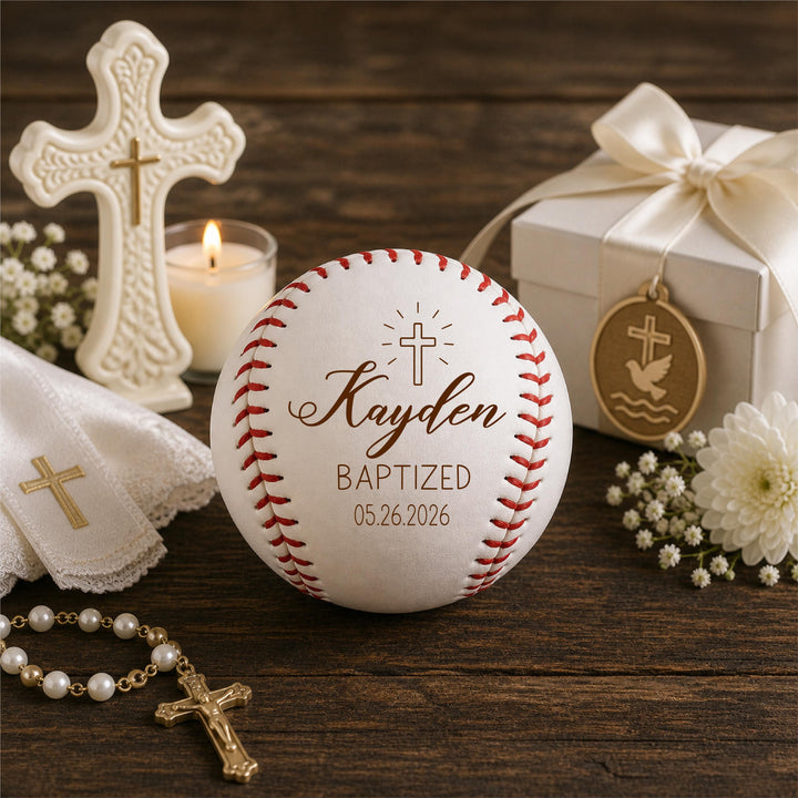 Personalized Baptism Baseball Gift, Christening Keepsake, Religious Gift