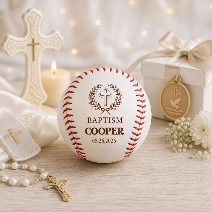 Personalized Baptism Baseball Gift, Christening Keepsake, Religious Gift