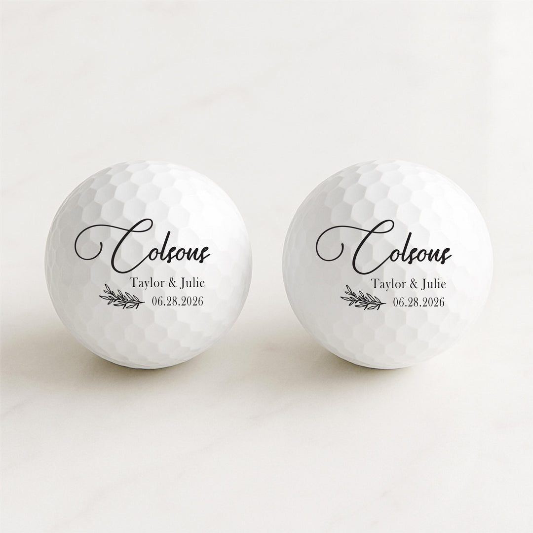 Custom Wedding Golf Balls: Personalized Last Name &amp; Date Favors