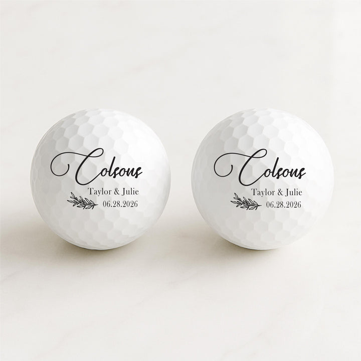 Custom Wedding Golf Balls: Personalized Last Name &amp; Date Favors
