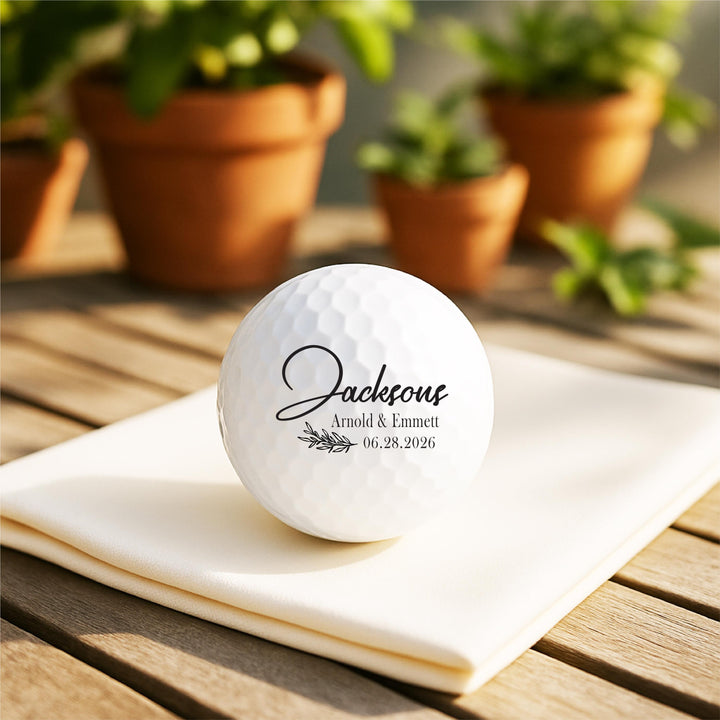 Custom Wedding Golf Balls: Personalized Last Name &amp; Date Favors
