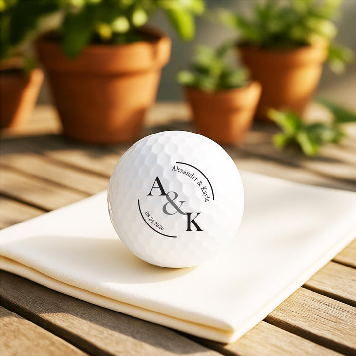 Personalized Wedding Favor Golf Balls, Names, Date & Monogram
