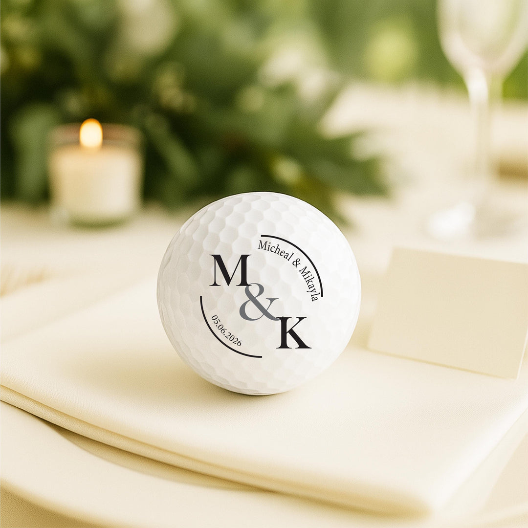 Personalized Wedding Favor Golf Balls, Names, Date & Monogram