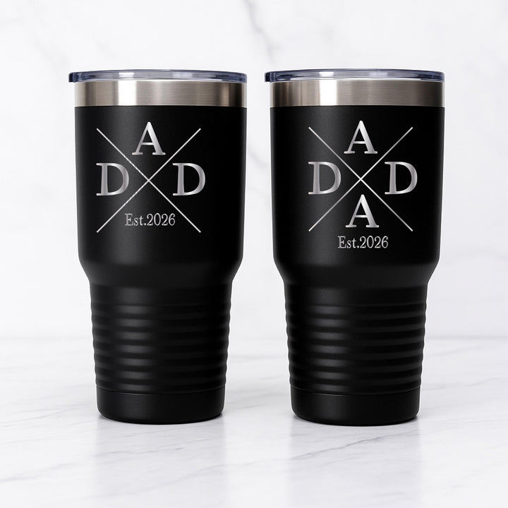 Custom Fathers day gift tumbler with Est year First fathers day pregnancy reveal