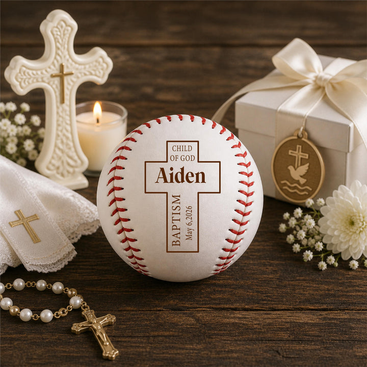 Personalized Baptism Baseball Gift, Christening Keepsake, Religious Gift