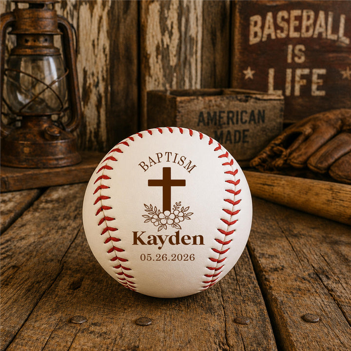 Personalized Baptism Baseball Gift, Christening Keepsake, Religious Gift