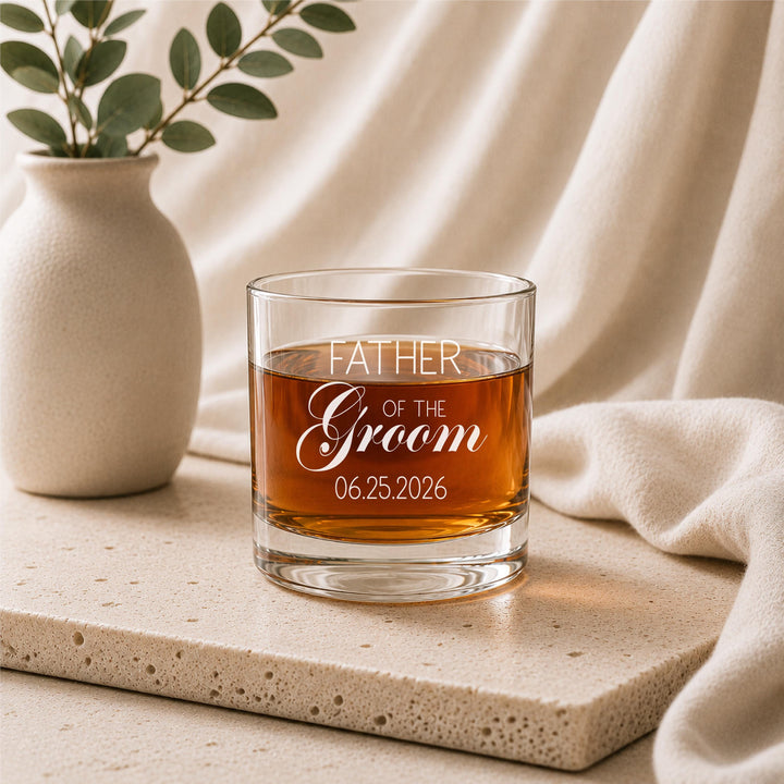 Mother of the bride Father of the bride gift glass with wedding date Groom mom wedding gift from bride Parents Wedding Gift