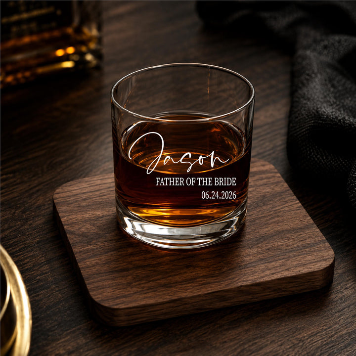 Personalized Groomsman Whiskey Glass – Engraved Retirement Gift for Dad, Boss
