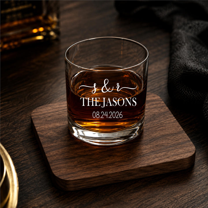 Personalized Whiskey Glass Set, Custom Family Name Bourbon Glasses,&nbsp;Wedding Gift for Couple, Housewarming Gift, Anniversary Gift