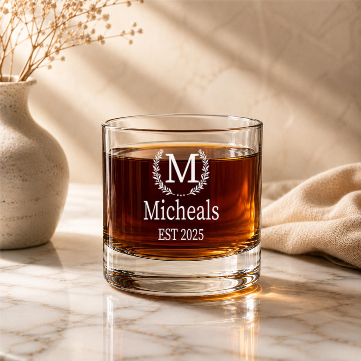 Personalized Whiskey Glass Set, Custom Family Name Bourbon Glasses,&nbsp;Wedding Gift for Couple, Housewarming Gift, Anniversary Gift
