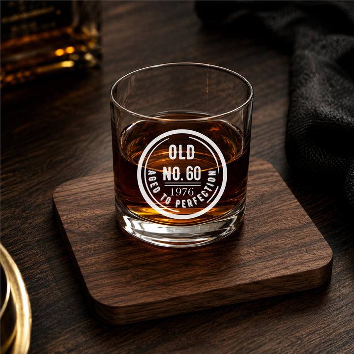50th Birthday Whiskey Glass, Personalized 50th Birthday Gift for Men, Aged to Perfection Bourbon Glass, Custom Glass Gift for Dad Husband