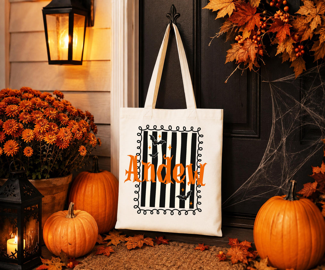 Personalized Halloween Trick or Treat Bag for Kids, Custom Name Candy Bag, Halloween Tote Bag, Kids Trick or Treat Basket, Halloween Gift