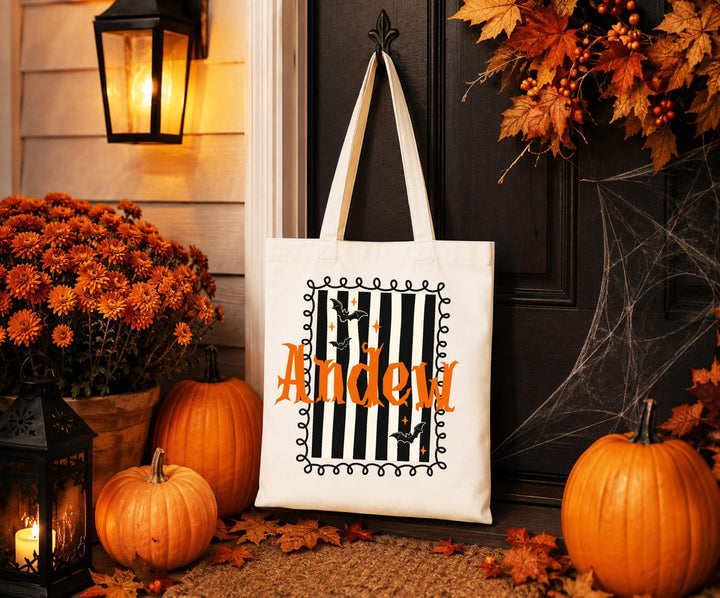Personalized Halloween Trick or Treat Bag for Kids, Custom Name Candy Bag, Halloween Tote Bag, Kids Trick or Treat Basket, Halloween Gift