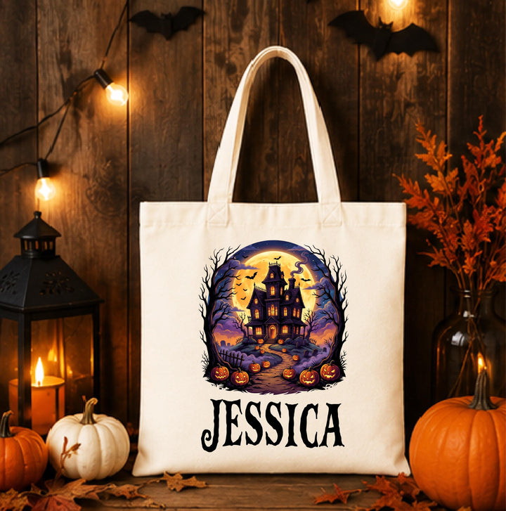 Custom name Halloween Trick or Treat Bag for Kids, Custom Name Candy Bag, Halloween Tote Bag, Kids Treat Bag, Boo Basket Gift