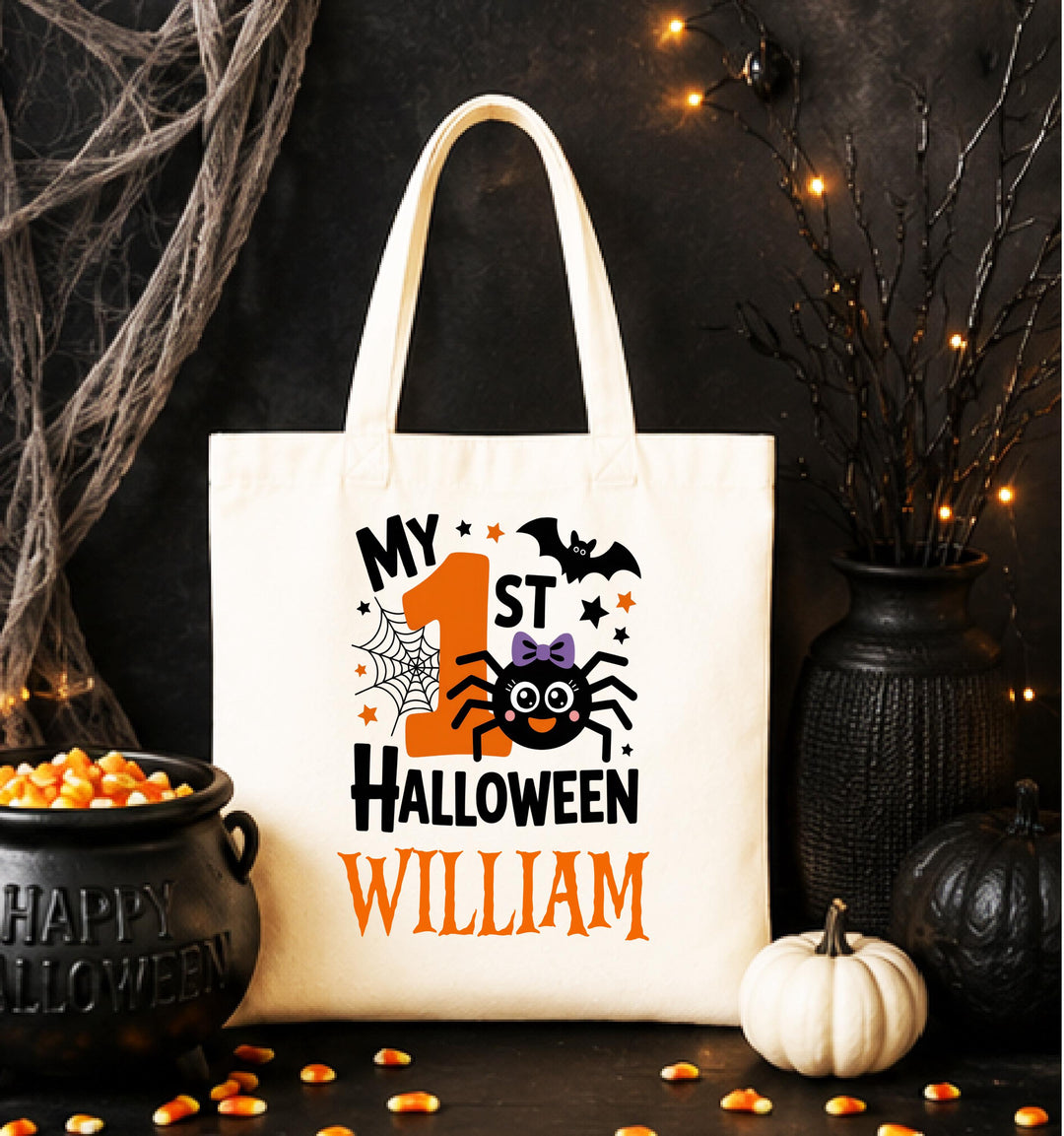 My First Halloween Bag Personalized, 1st Halloween Trick or Treat Tote, Custom Candy Bag, Baby Halloween Gift, First Halloween Keepsake